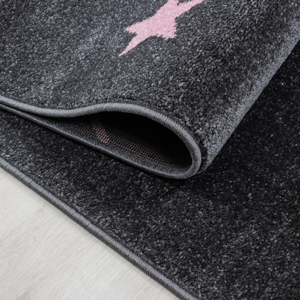  Kinderzimmerteppich,Sternschnuppe,kurzflor Kinderteppich,mädchen,Farbe:Pink, Farbe:PINK, Grösse:120 Cm X 120 Cm Rund