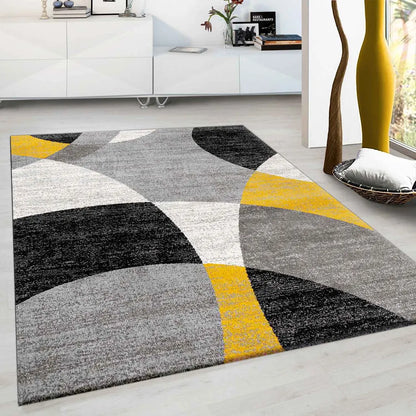  Wohnzimmer Schlafzimmer Teppich Geometrisches Kreis-Muster Meliert Gelb, Maße:120x170 Cm