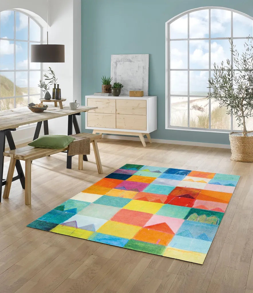  Wash+dry Fußmatte Sonnenstadt Waschbarer Teppich Schmutzmatte , Größe:80 X 200 Cm