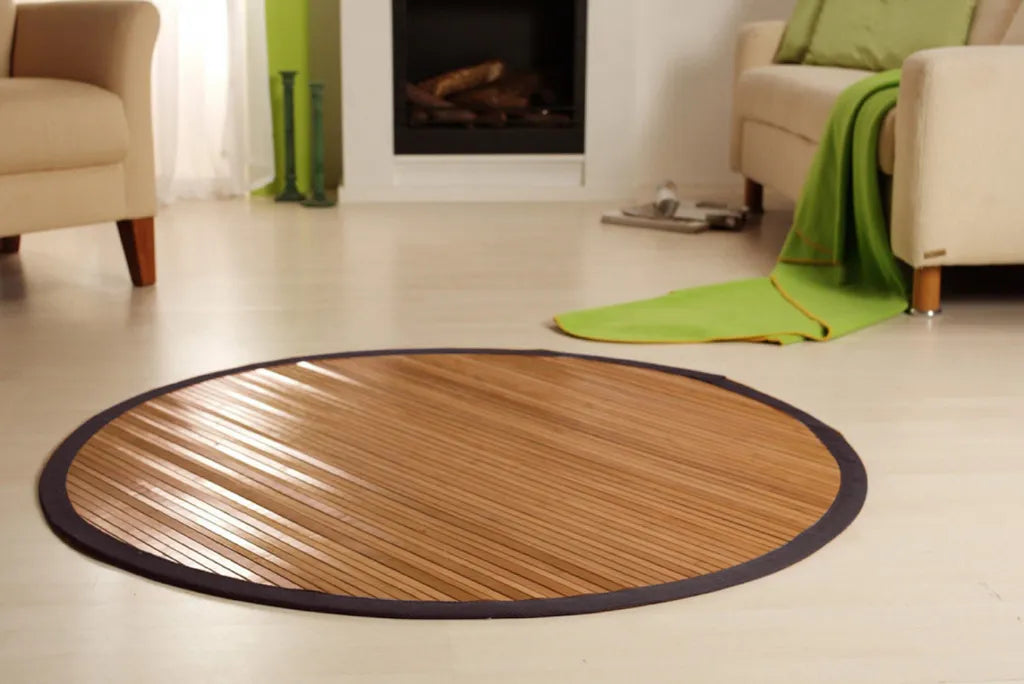  Bambusteppich NATURALIS 120x180cm, 17mm Stege Und Breite Braune Bordüre, Farbe: Caramel