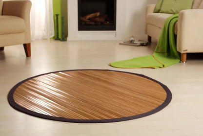  Bambusteppich NATURALIS 120x180cm, 17mm Stege Und Breite Braune Bordüre, Farbe: Caramel