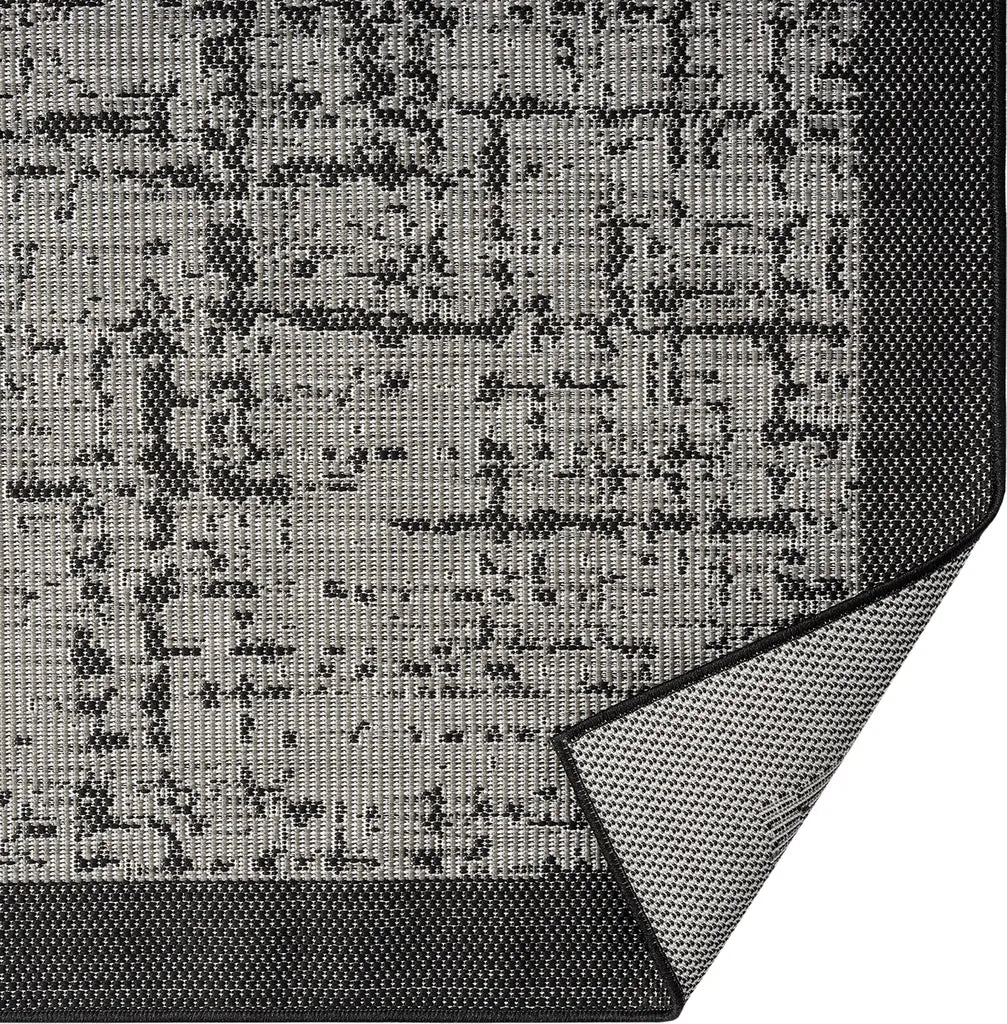  Teppich In- Und Outdoor Flachgewebe Terrasse Balkon Wintergarten Robust Abstrakt Grau Anthrazit Braun, Farbe:Anthrazit, Maße:140x200 Cm