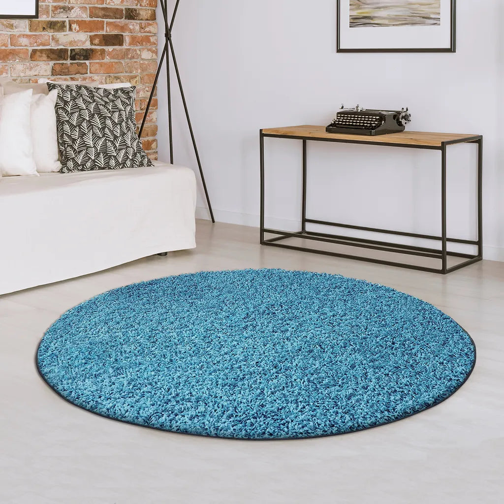  Shaggy-Teppich Barcelona Hellblau 181 Rund 240 Cm Durchmesser