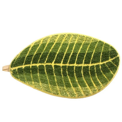  Green Leaf Soft Non-Slip Bath Mat Bath Mat Shower Mat Floor Mat Carpet For Bathroom Kitchen Living Room Bedroom, Green, 40x60 Cm