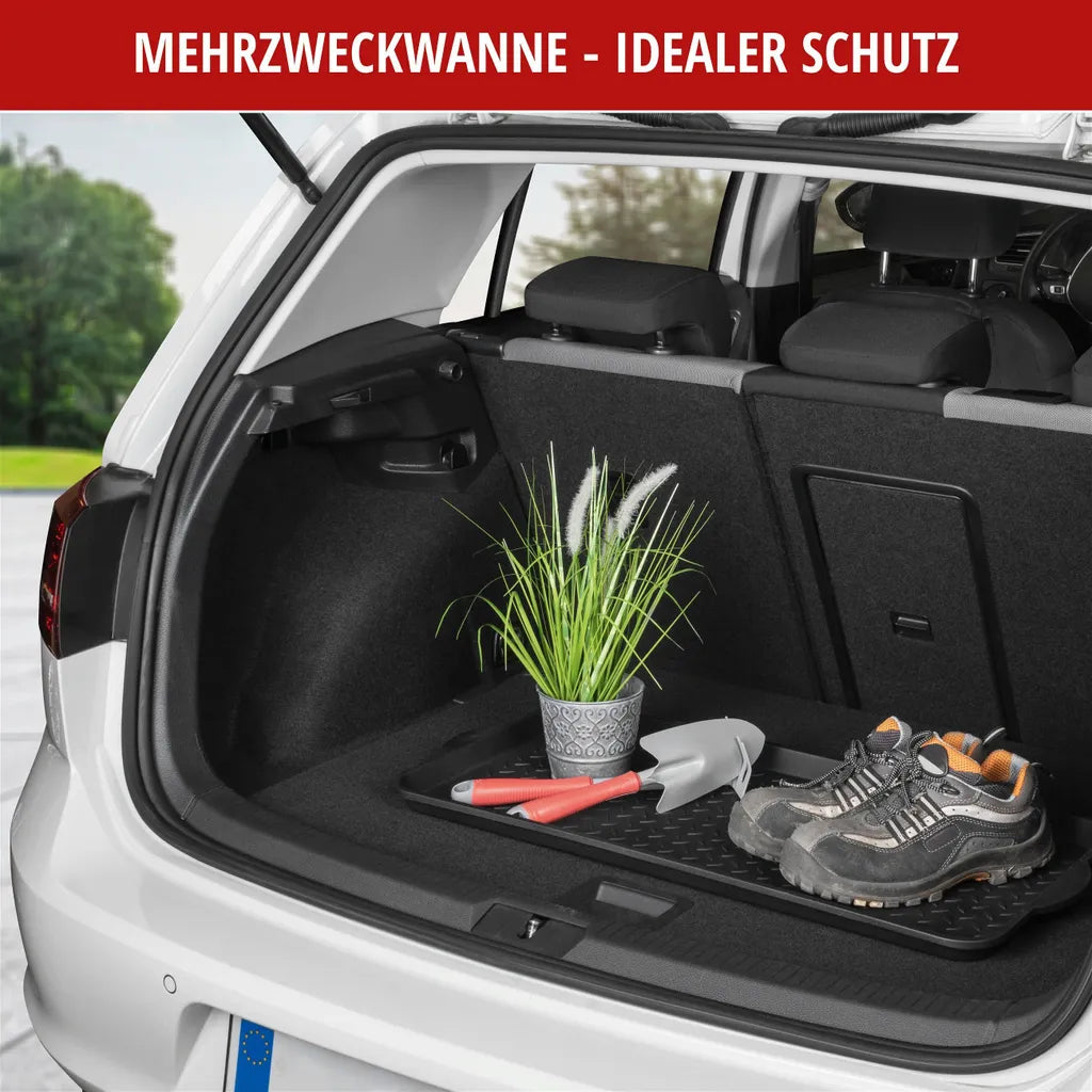  WALSER Mehrzweckwanne Safetray, Universale Kofferraumwanne, Kunststoffwanne, Auffangwanne, Schuhwanne, Ölwanne Small 77x35x3 Cm Schwarz 28100