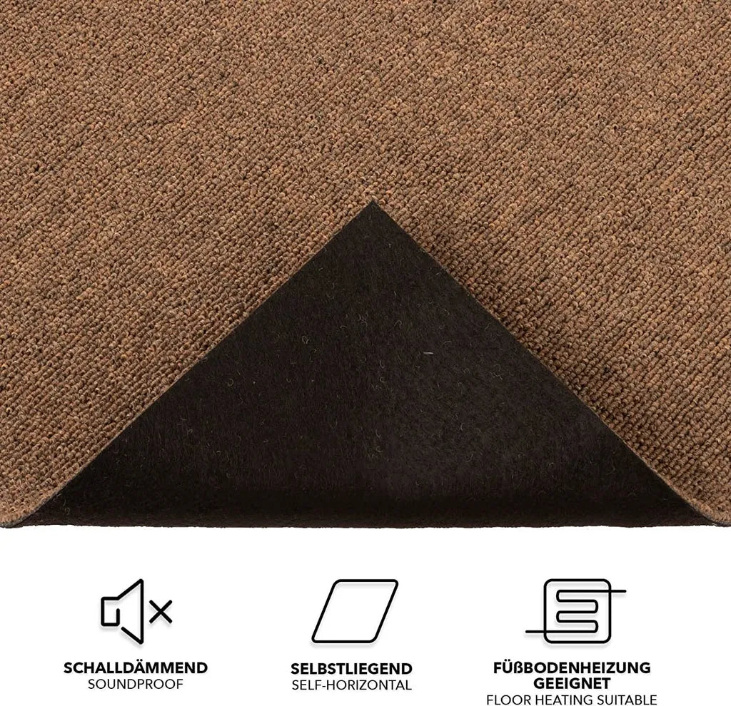  Teppichfliesen Moscow Selbstliegend Bodenbelag Büro Hotel & Wohnraum Pflegeleicht 50x50 Cm Hellbraun