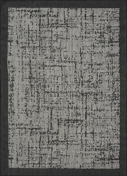  Teppich In- Und Outdoor Flachgewebe Terrasse Balkon Wintergarten Robust Abstrakt Grau Anthrazit Braun, Farbe:Anthrazit, Maße:140x200 Cm