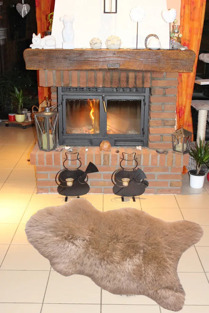  Walexo Schaffell Lammfell Läufer Naturfell Öko Gegerbt (110-120 Cm, CAPPUCCINO)