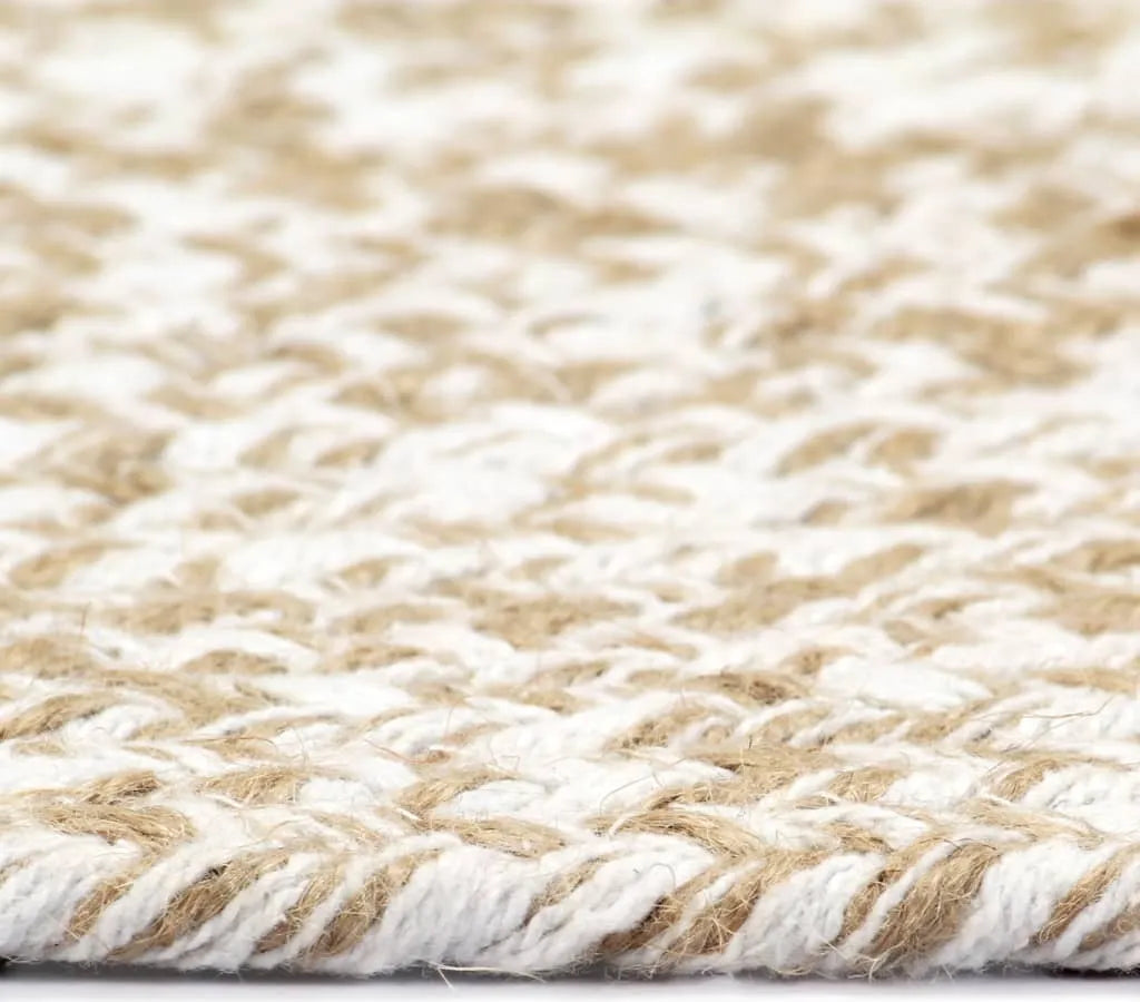  VidaXL Teppich Handgefertigt Jute Weiß Und Natur 90 Cm