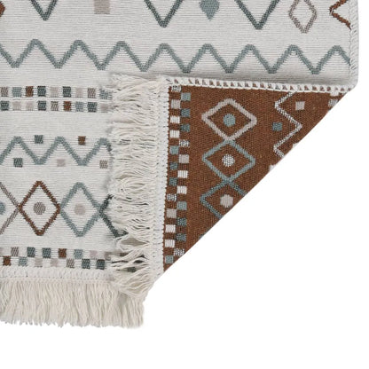  VidaXL Teppich Beige Und Blau 100x300 Cm Baumwolle