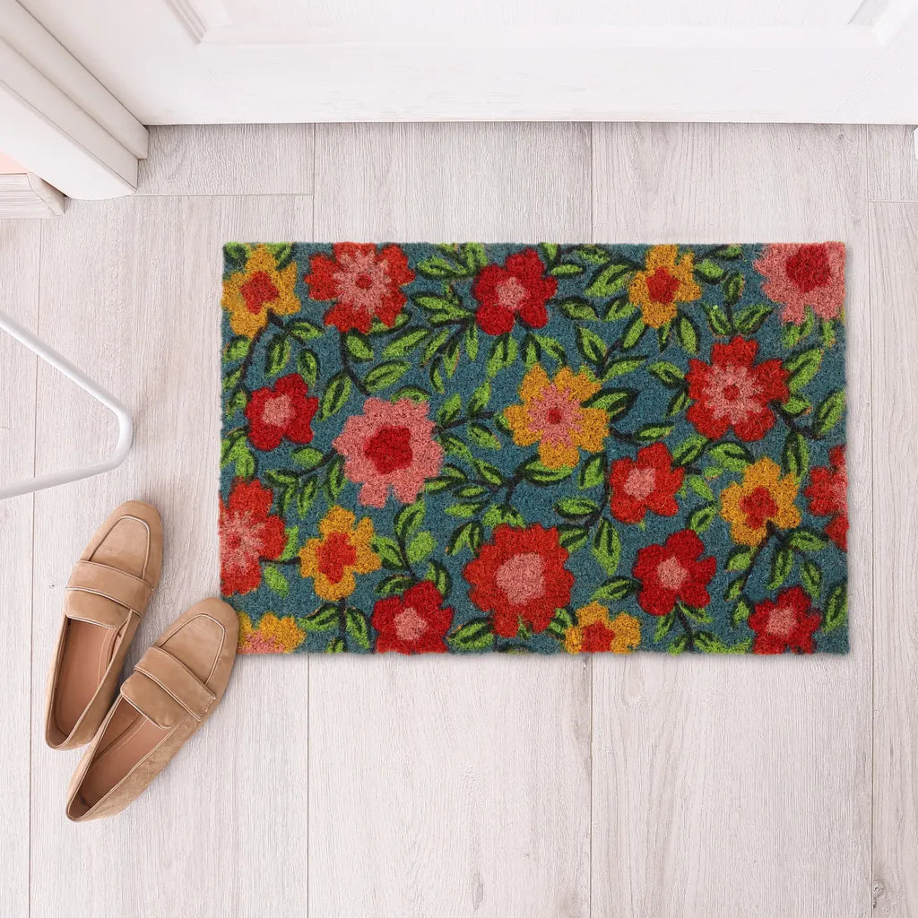 Relaxdays Fußmatte Kokos Blüten