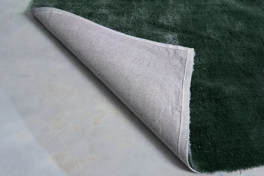  Moderner Kurzflor Teppich HEAVEN XXL 350x250cm Dunkelgrün Viskose-Optik
