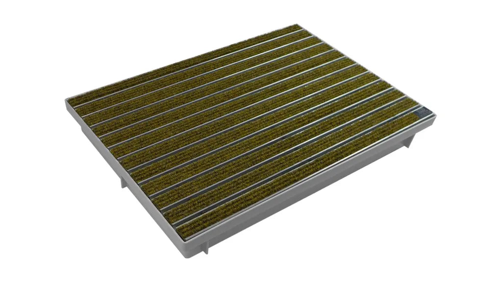  EMCO Eingangsmatte DIPLOMAT Rips Beige 60x40cm 22mm + ACO Bodenwanne Fußmatte Türmatte Abstreifer Fußabtreter