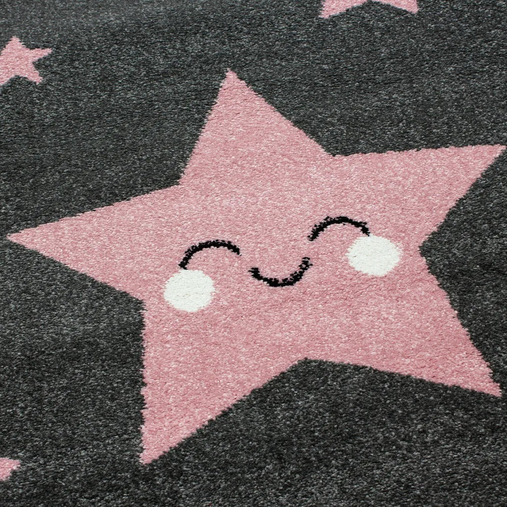 Wunderschöne Kinderteppiche, Teppich Mit Stern Motiv Rund /Quadratstich, Größe:Ø 120 Cm Rund, Farbe:Pink