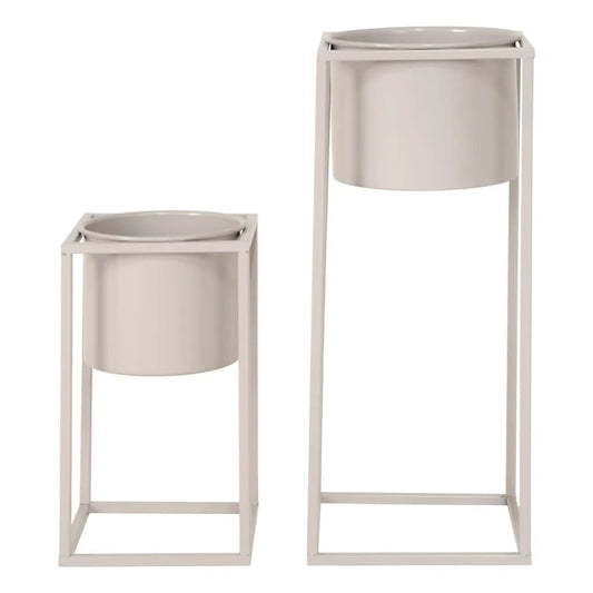  House Nordic 2-tlg. Blumentopf-Set Lena Grau-Beige