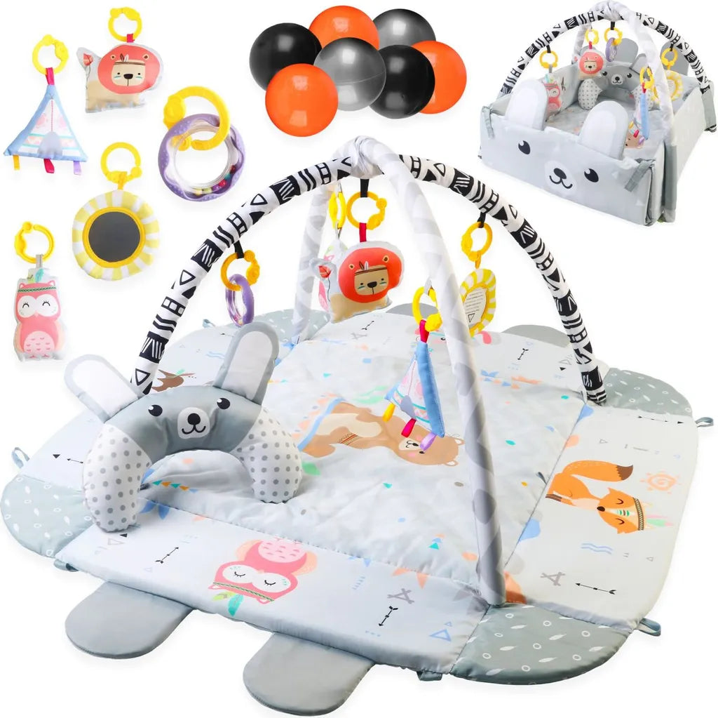  Krabbelmatte Spielmatte Krabbeldecke Kindermatte Interaktive Matte 110x100cm +30 Bälle