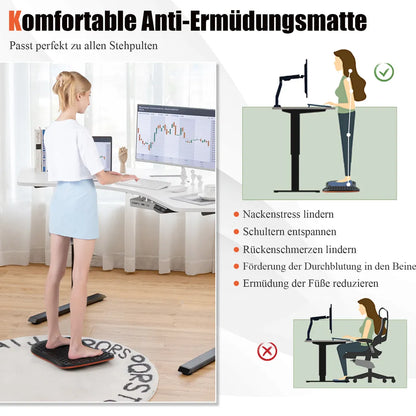  COSTWAY Anti-Ermüdungsmatte, Stehmatte Mit Massagepunkten, Rutschfeste Stehpultmatte, Komfort-Fußmatte Für Küche, Familie, Arbeit, Schwarz