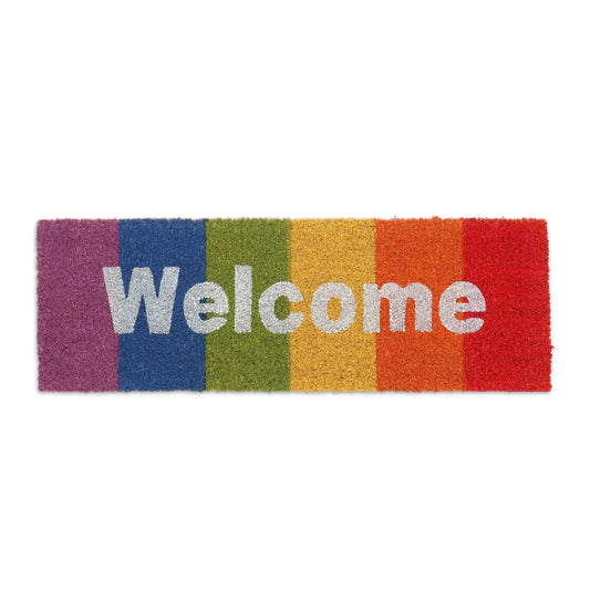  Relaxdays Kokos Fußmatte "Welcome" Regenbogen