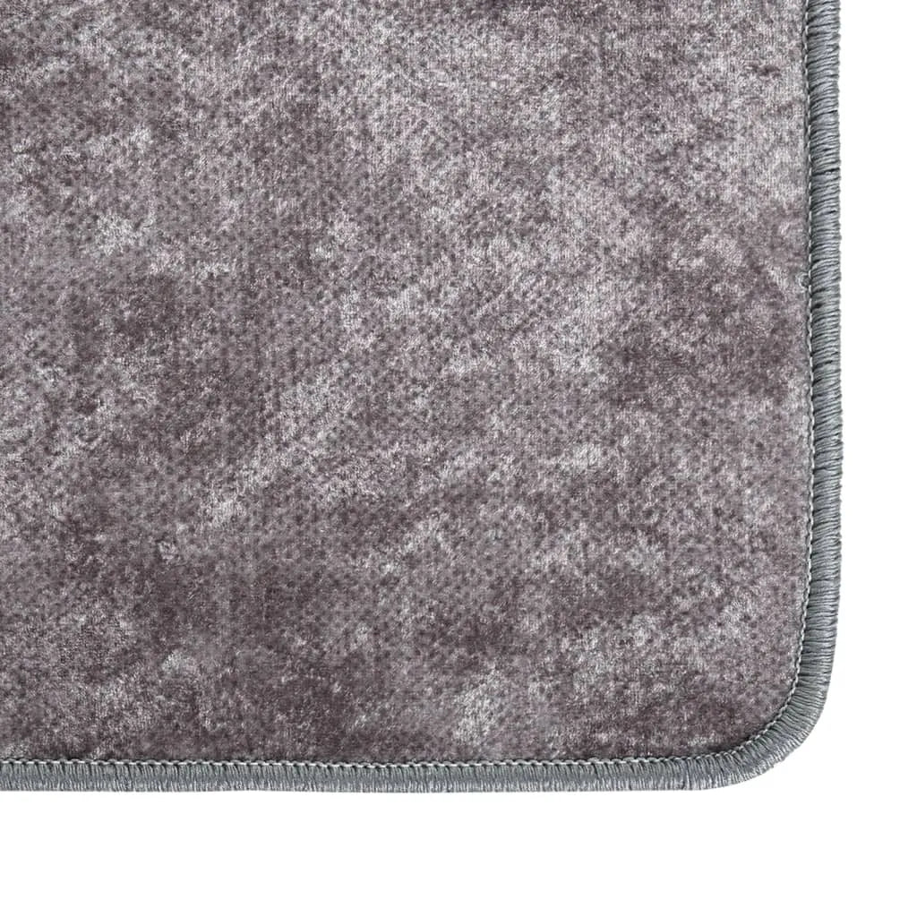  VidaXL Teppich Waschbar 190x300 Cm Grau Rutschfest