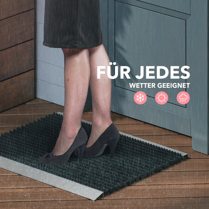  Fußmatte Außen Alu Mit Bürsten Schwarz, Schmutzfangmatte 60 X 90 Cm, Fußmatte Aussenbereich, Aluminium Türmatte Außen, Fußabtreter Außen, Schuhabstreifer Hauseingang, Bürstenmatte Outdoor, Abtreter