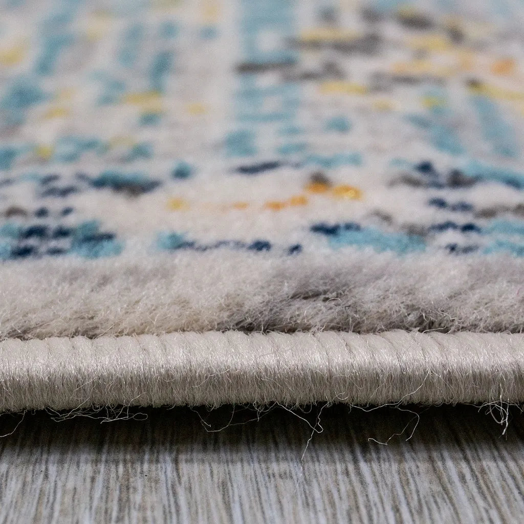  Teppich Wohnzimmer Kurzflor Designer Teppich Creme Neu, Maße:120x170 Cm