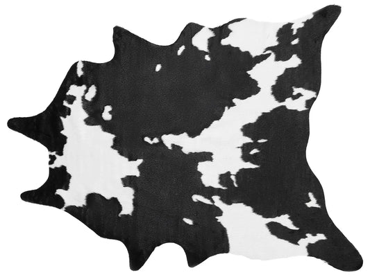  Kunstfell Teppich Schwarz Und Weiß 130 X 170 Cm Webpelz Kuh Fellform Pelzimitat Bettvorleger Läufer Überwurf Für Sitzmöbel Sofa Sessel Stühle