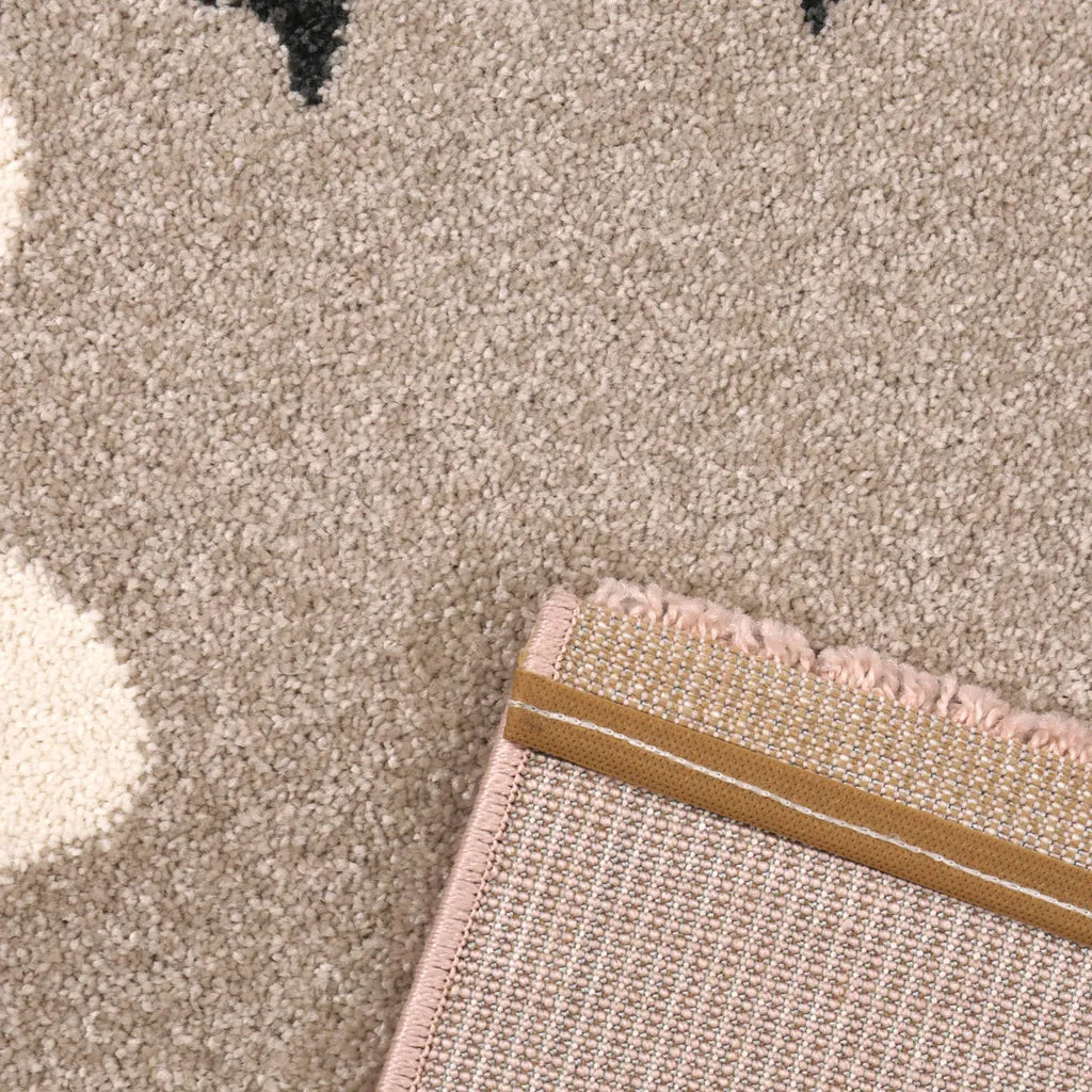  Kinderteppich Babyteppich Flauschig Weich Altrosa Beige Weiß Fröhliches Kätzchen Katze , Maße:120x170 Cm