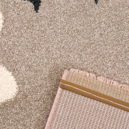  Kinderteppich Babyteppich Flauschig Weich Altrosa Beige Weiß Fröhliches Kätzchen Katze , Maße:120x170 Cm