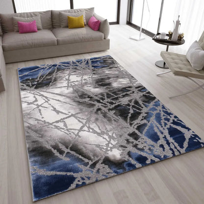  Teppich Abstrakt Used Optik In Blau Grau, Maße:160x230 Cm