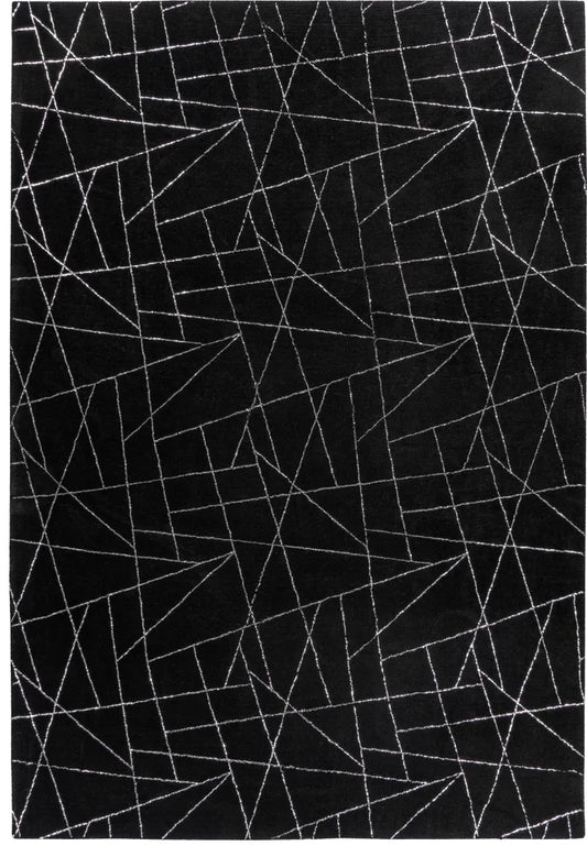 Kayoom - Hochflor Teppich Bijou 125 Schwarz / Silber Grösse: 120cm X 170cm