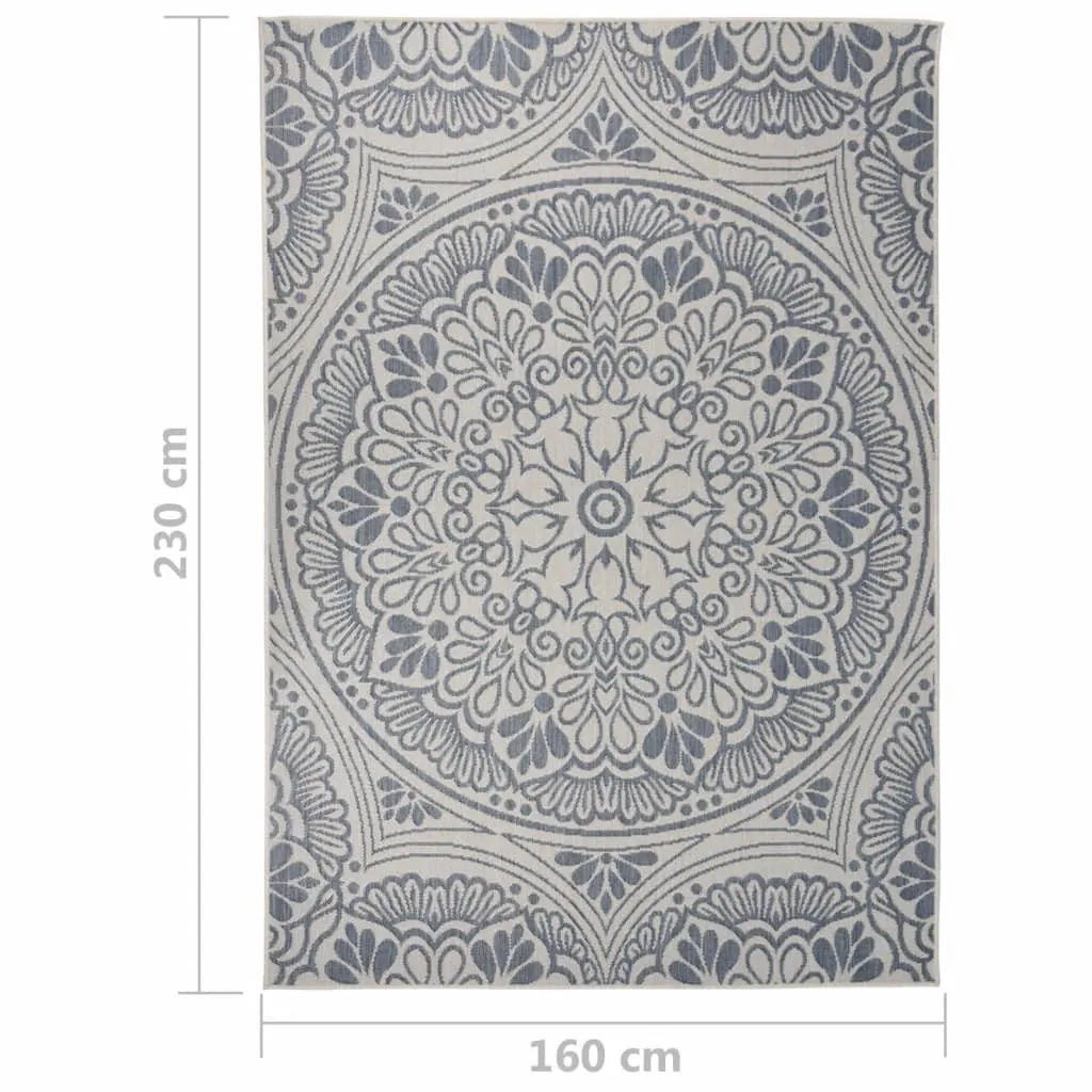  VidaXL Outdoor-Teppich Flachgewebe 160x230 Cm Blaues Muster