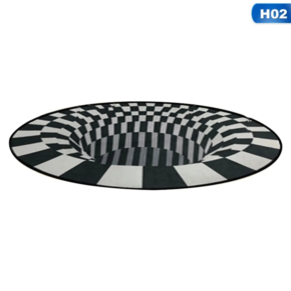  3D Unten Loch Optische Illusion Fläche Teppich Teppich Bodenmatte Heim Runde Matte 40*60cm