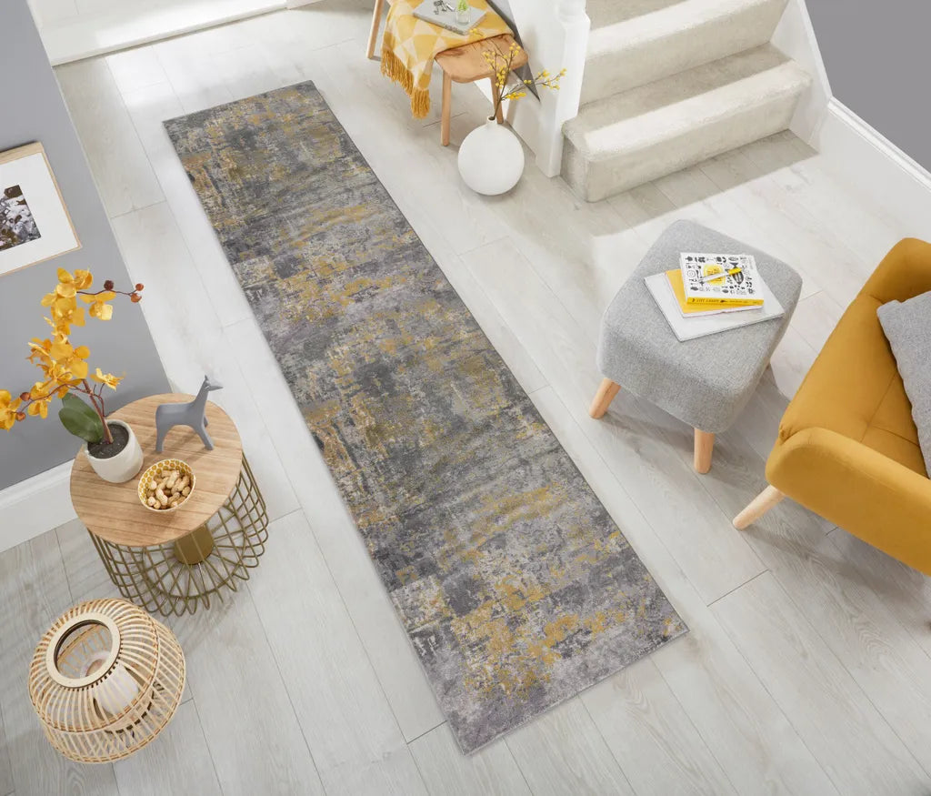  KADIMA DESIGN SENA WONDERLUST 80 X 300 Grau/Gelb Farbe Läufer Indoor Teppich