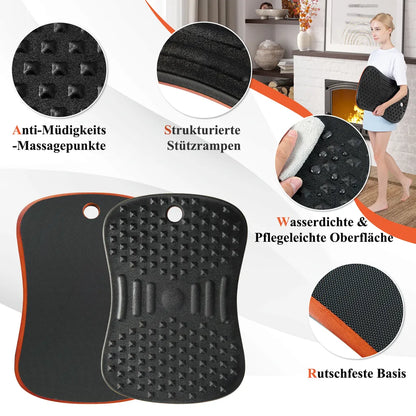  COSTWAY Anti-Ermüdungsmatte, Stehmatte Mit Massagepunkten, Rutschfeste Stehpultmatte, Komfort-Fußmatte Für Küche, Familie, Arbeit, Schwarz