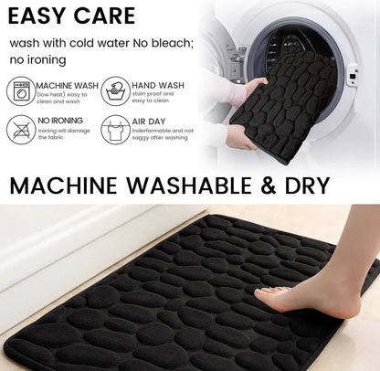  Rutschfeste Badematte Badteppiche 50 X 80 Cm, Badezimmerteppich Mit Memory Foam, Badezimmerteppich Duschvorleger Duschteppich Für Badewanne, Dusche, Badezimmer,Schwarz