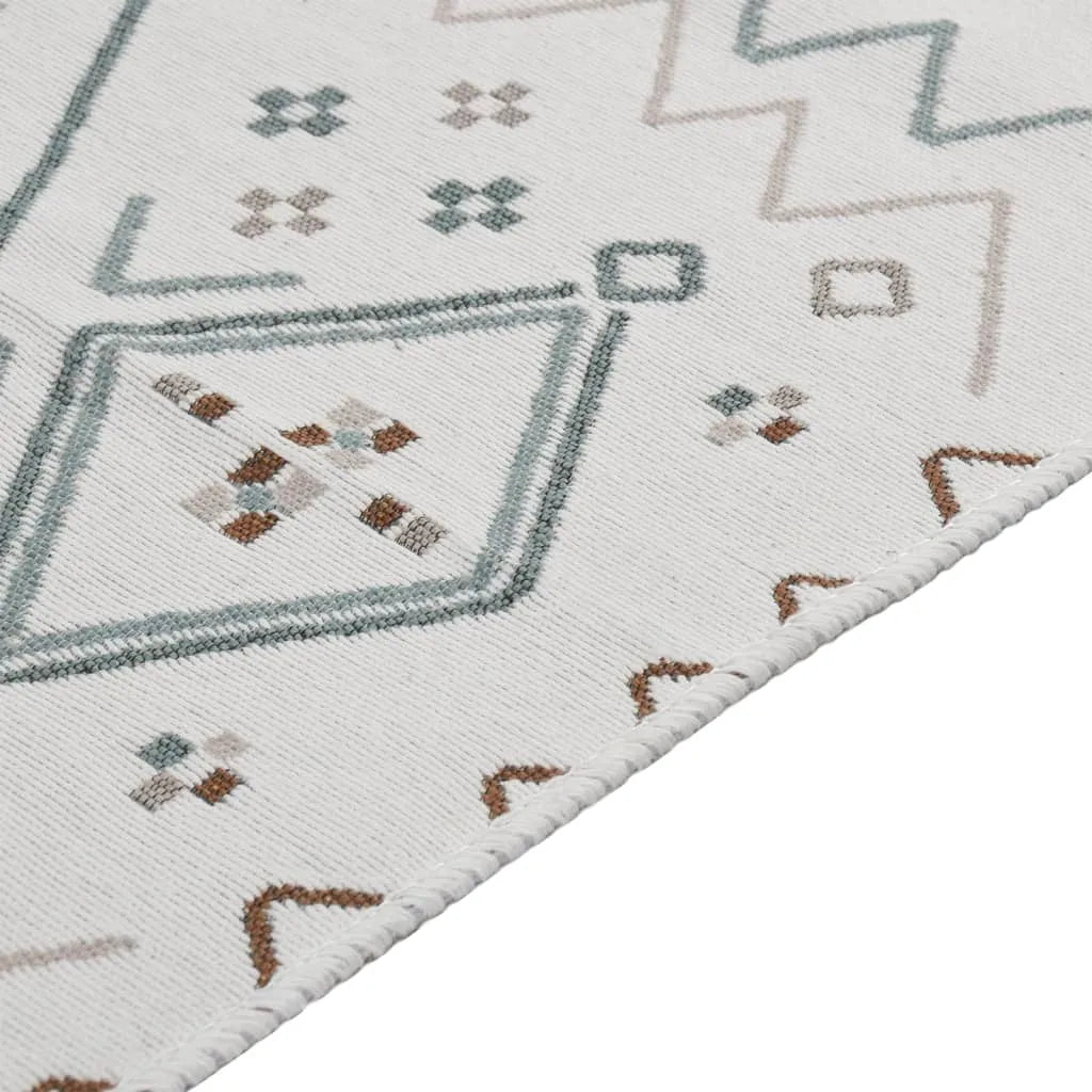  VidaXL Teppich Beige Und Blau 100x300 Cm Baumwolle
