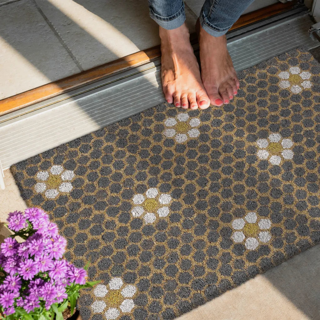  Relaxdays Fußmatte Kokos Blumen