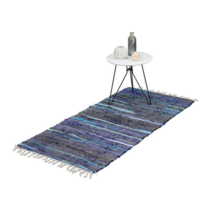  Relaxdays Blauer Flickenteppich 70 X 140 Cm
