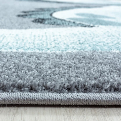  Bambi Kinderzimmer Teppich Kurzflor Rund 160x160cm Blau 0840