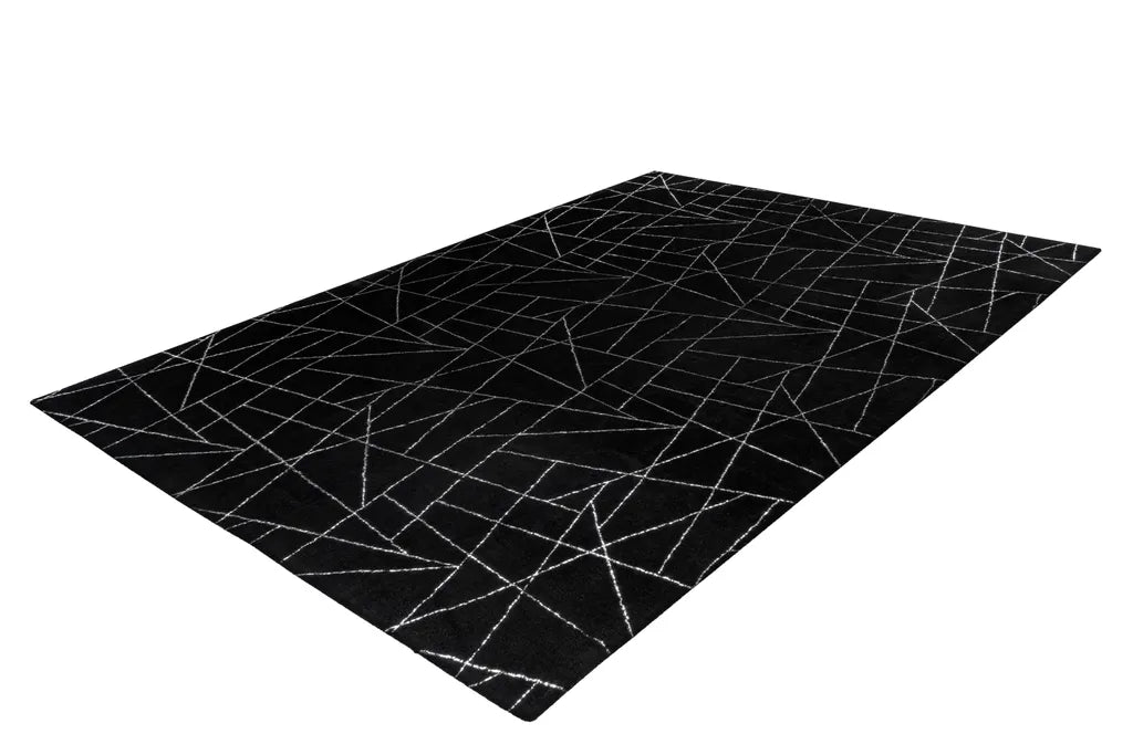  Kayoom - Hochflor Teppich Bijou 125 Schwarz / Silber Grösse: 120cm X 170cm