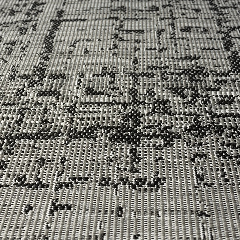  Teppich In- Und Outdoor Flachgewebe Terrasse Balkon Wintergarten Robust Abstrakt Grau Anthrazit Braun, Farbe:Anthrazit, Maße:140x200 Cm