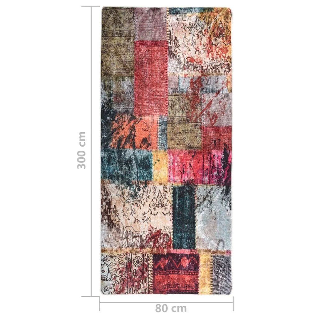  VidaXL Teppich Waschbar Patchwork 80x300 Cm Mehrfarbig Rutschfest