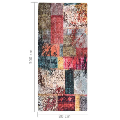  VidaXL Teppich Waschbar Patchwork 80x300 Cm Mehrfarbig Rutschfest