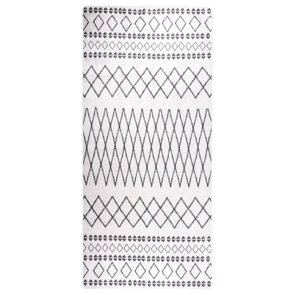  VidaXL Teppich Waschbar 80x300 Cm Schwarz Und Weiß Rutschfest