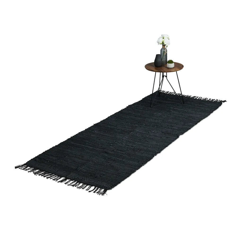  Relaxdays Flickenteppich Aus Leder & Baumwolle
