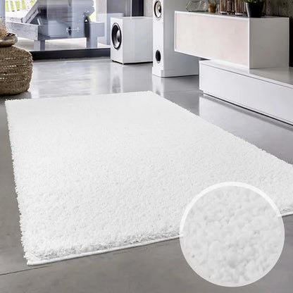  Teppich Whnzimmer Shaggy Hochflor Teppich Einfarbig Weiß, Größe In Cm:120 X 170 Cm