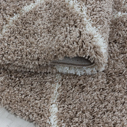  Wohnzimmerteppich,hochflor Shaggy,designer Teppich,Kachel Muster,Farbe:Beige, Farbe:BEIGE, Grösse:160 Cm X 230 Cm
