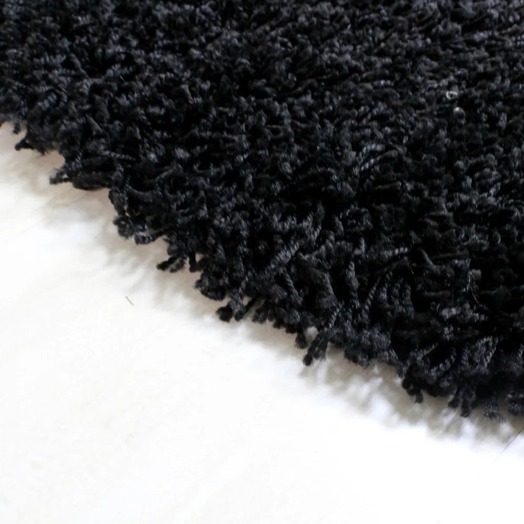  Merinos Shaggy Plus Black Hochflor Rund, Größe:120 X 120 Cm