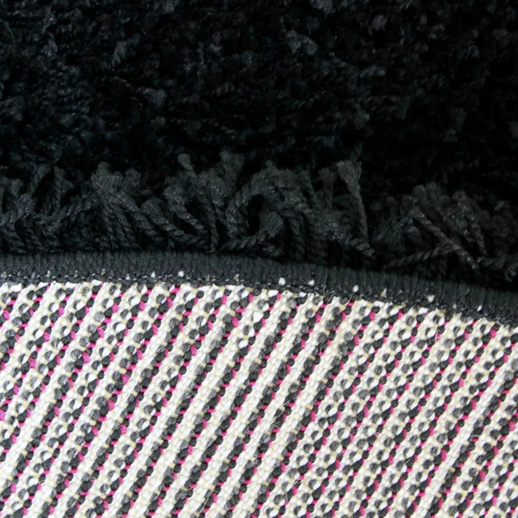  Merinos Shaggy Plus Black Hochflor Rund, Größe:120 X 120 Cm