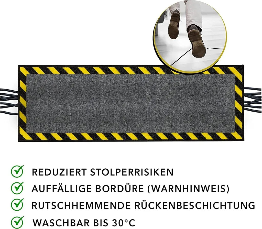  Kabelmatte Mit Warnumrandung Kabelabdeckung Stolperschutz Rutschhemmend 40 X 120 Cm